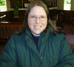 Jen looking like her normal geeky Lutheran self